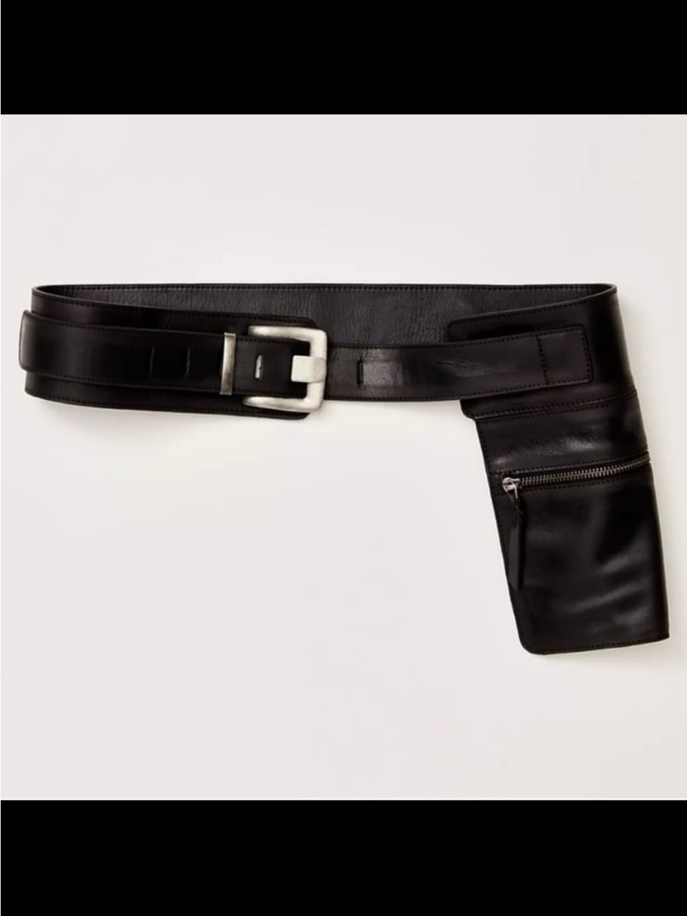 Free People Black Leather Belt Bag with Silver Buckle